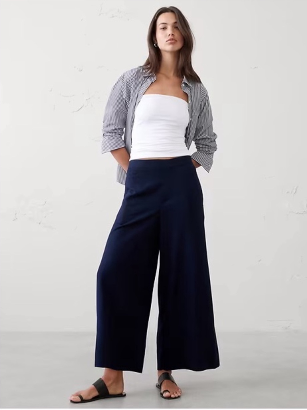 Banana Republic Dark Navy Wide-Leg Trousers